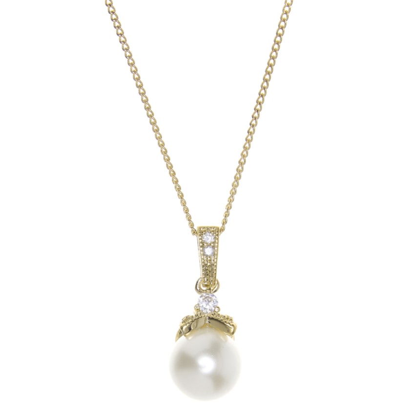 Photograph: Opulence Pearl Wedding Pendant Necklace (Gold)