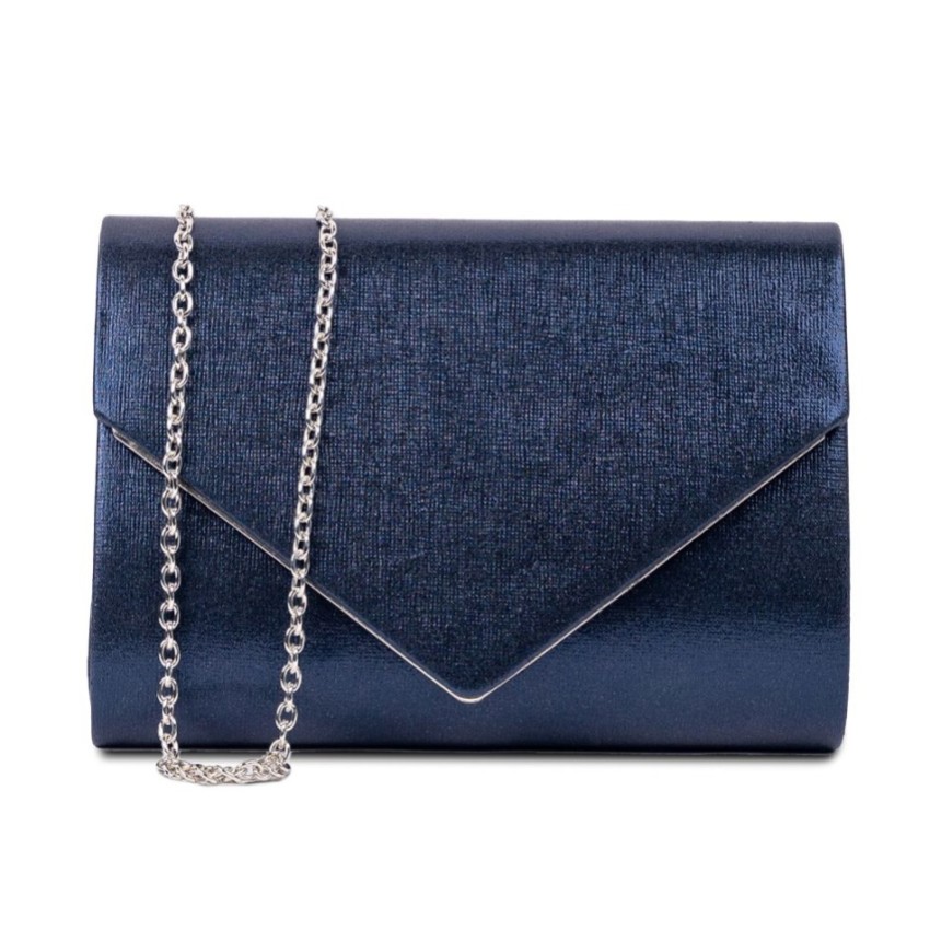Photograph: Paradox London Darcy Navy Shimmer Envelope Clutch Bag
