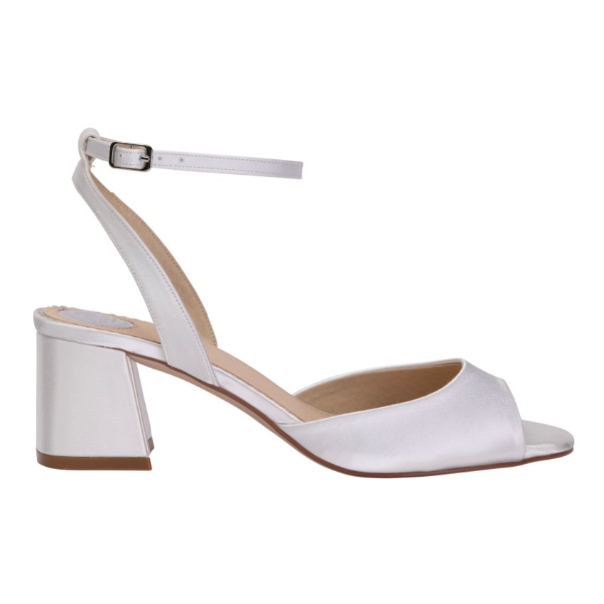 Photograph: Perfect Bridal Ada Dyeable Ivory Satin Mid Block Heel Sandals