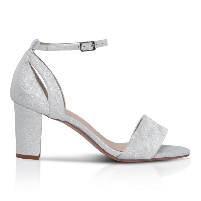 Photograph: Perfect Bridal Andrea Silver Glitter Block Heel Ankle Strap Sandals (sandales à talons hauts et à paillettes)