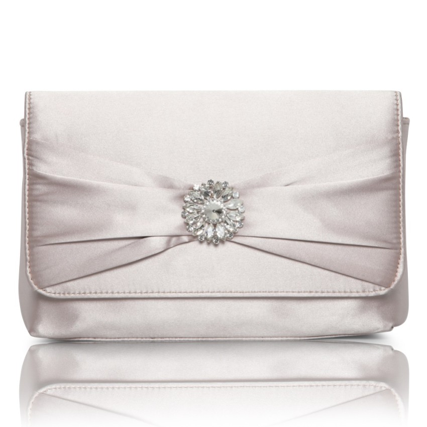 Photograph: Perfect Bridal Cerise Taupe Satin Clutch Bag with Crystal Trim