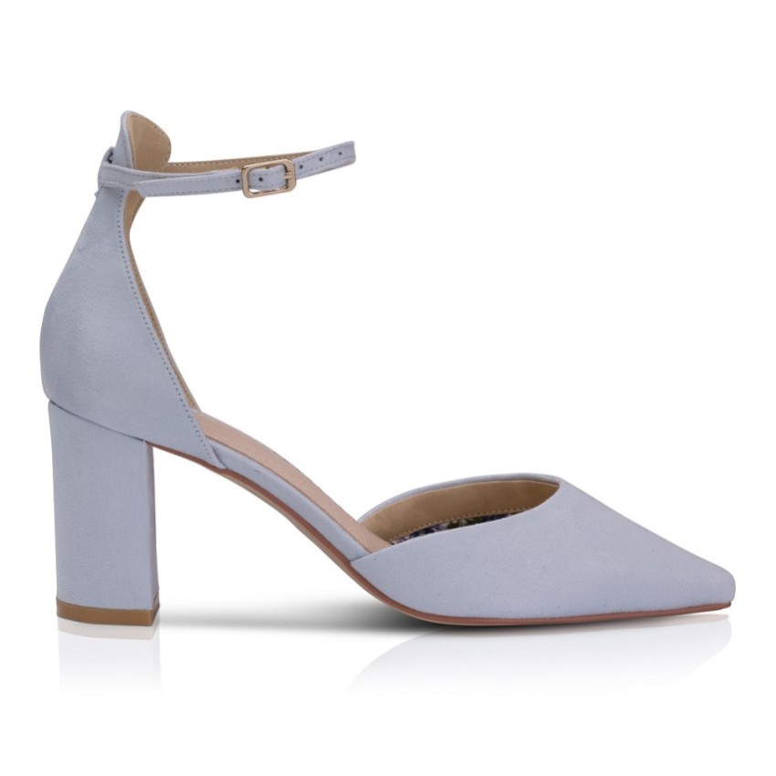 Photograph: Perfect Bridal Liberty Blue Suede Block Block Heel Ankle Strap Court Shoes