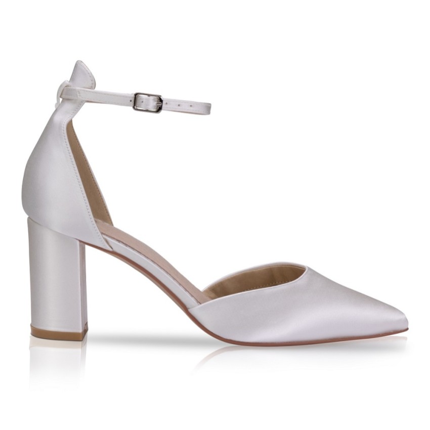 Photograph: Perfect Bridal Liberty Ivory Satin Block Heel Ankle Strap Court Shoes