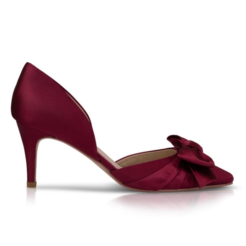 Photograph: Perfect Bridal Margo Berry Satin Mid Heel Bow Court Shoes