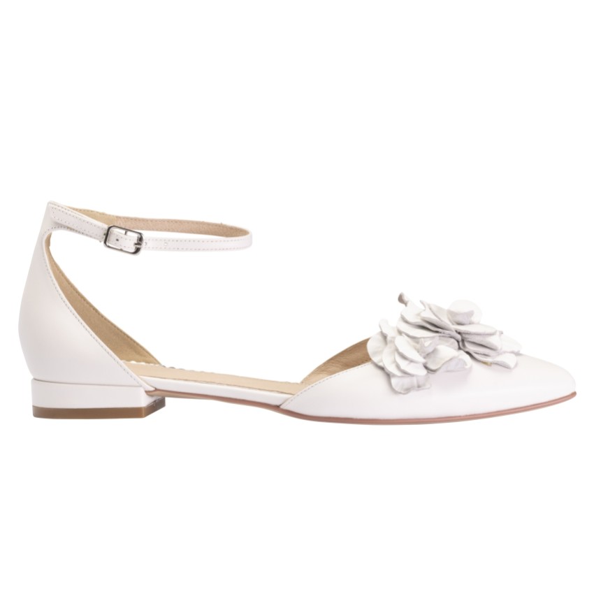 Photograph: Perfect Bridal Roma Ivory Leather Floral Ankle Strap Flats