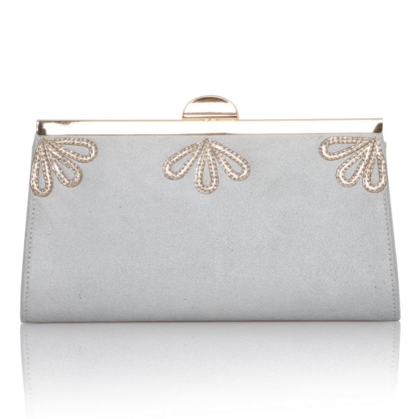 Photograph: Perfect Bridal Sage Pearl Gray and Gold Shimmer Clutch Bag