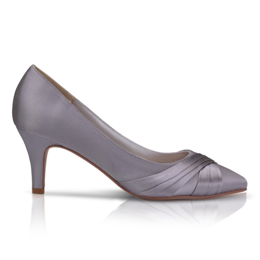 Photograph: Perfect Bridal Sally Silver Satin Mid Heel Court Shoes