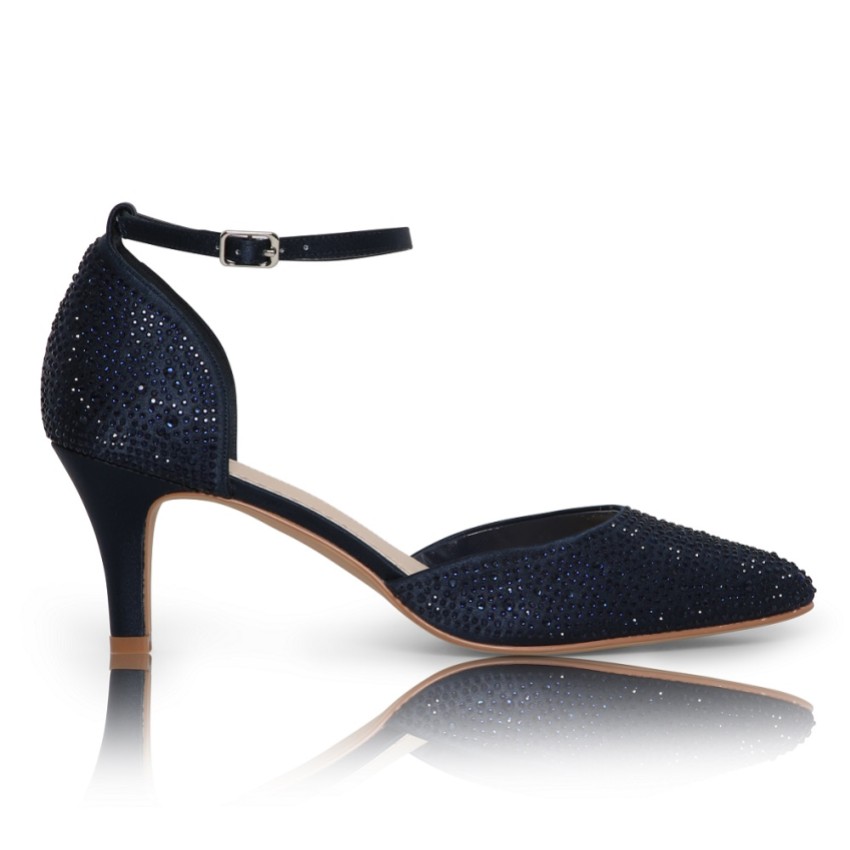 Photograph: Perfect Bridal Xena Navy Crystal Embellished Ankle Strap Court Shoes