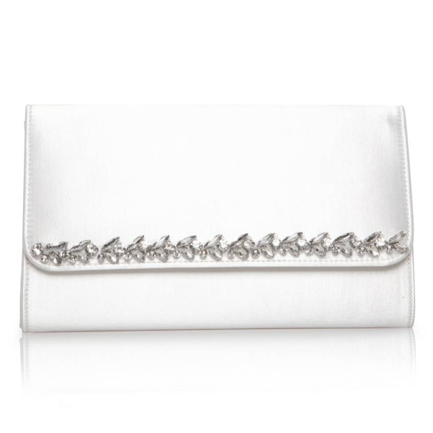 Photograph: Perfect Bridal Yvette Dyeable Ivory Satin and Crystal Clutch Bag