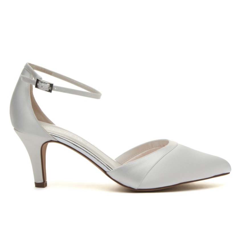 Photograph: Rainbow Club Harper Dyeable Ivory Satin Ankle Strap Wedding Shoes