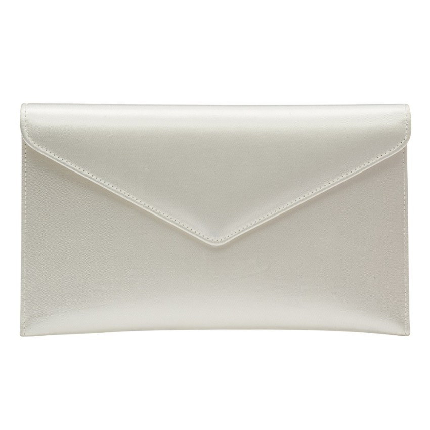 Rainbow Club Hattie Dyeable Ivory Satin Envelope Clutch Bag