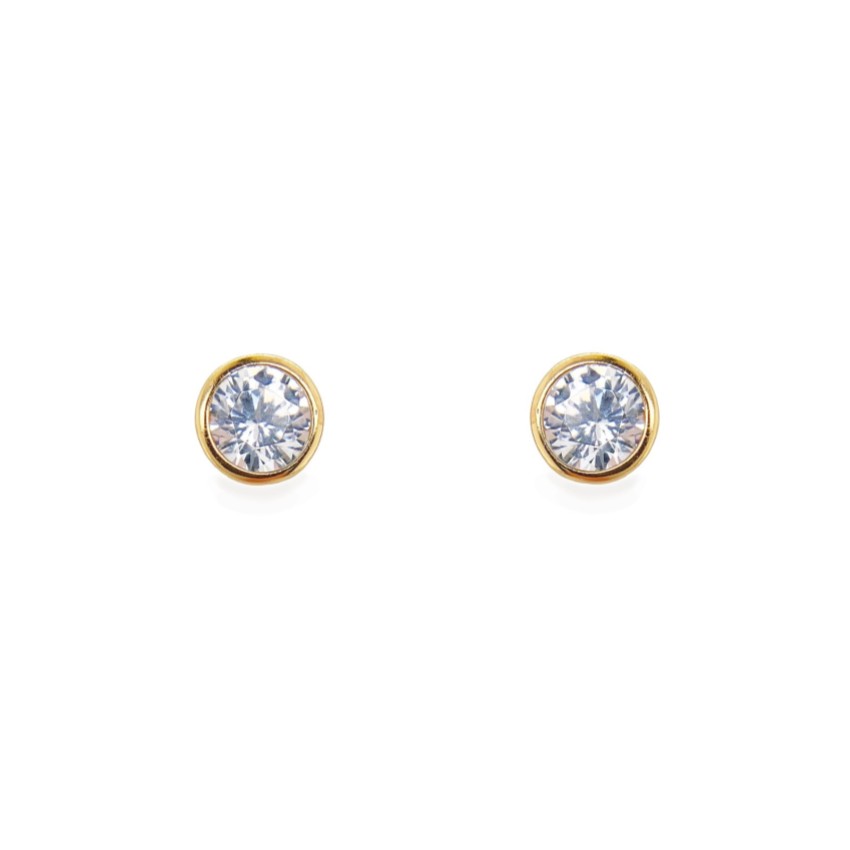 Photograph: Sarah Alexander Envy Gold Solitaire Crystal Stud Earrings