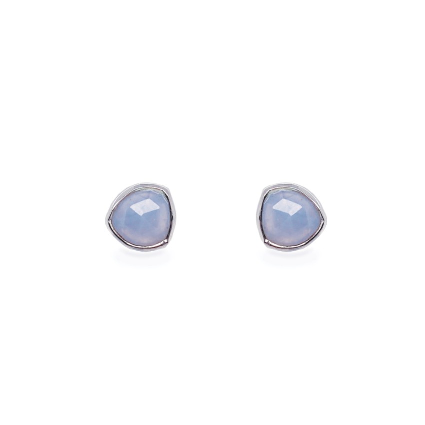 Photograph: Sarah Alexander Sea Mist Blue Lace Agate Silver Stud Earrings