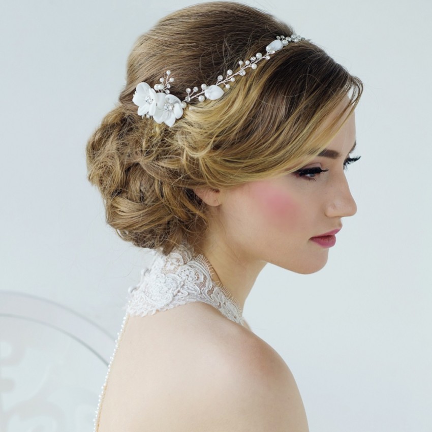 Photograph: SassB Anais Bohemian Chic Floral Bridal Headpiece (Silver)