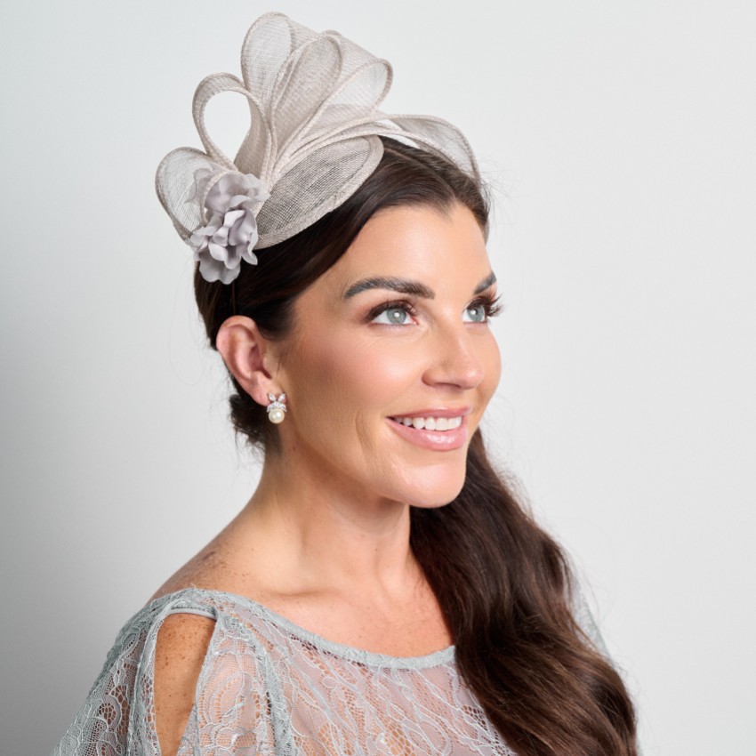 Photograph: Silver Grey Simple Side Pleat Sinamay Wedding Fascinator