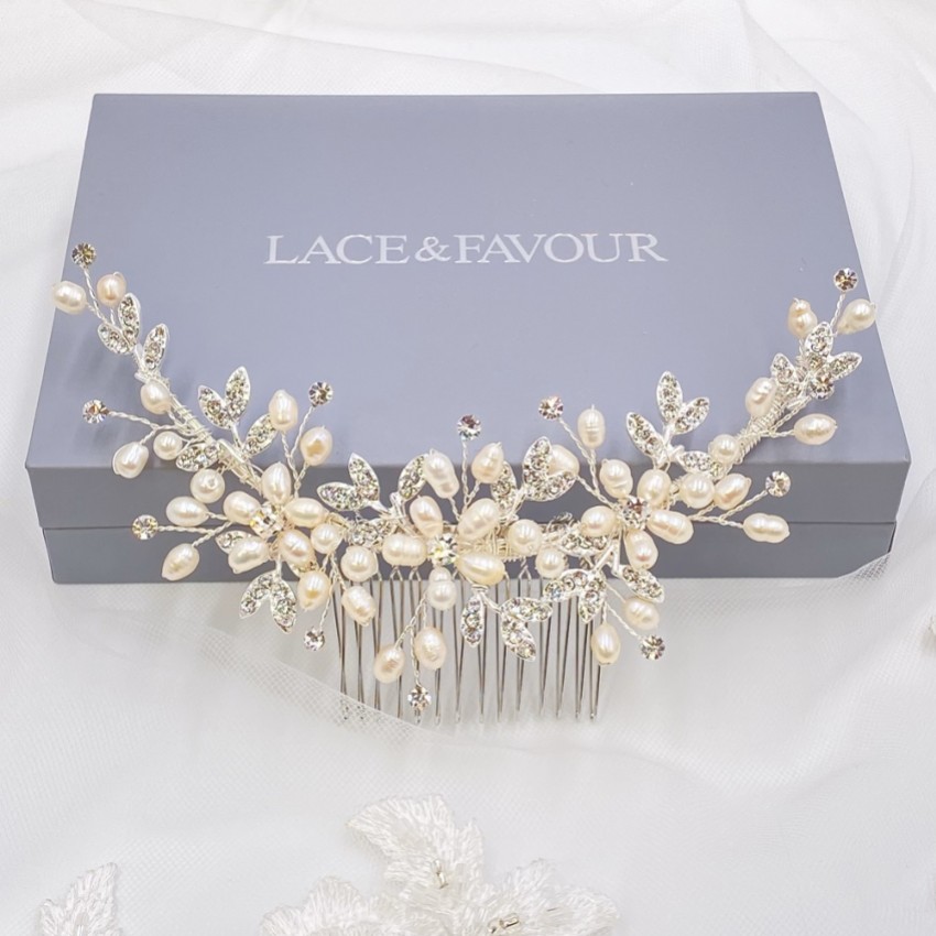 Photograph: Sophia Freshwater Pearl and Crystal Leaves Hair Comb