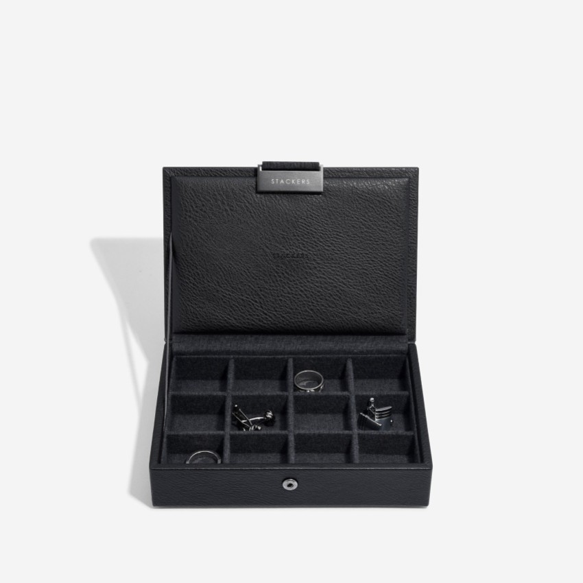 Photograph: Stackers Black Faux Leather Cufflink Box