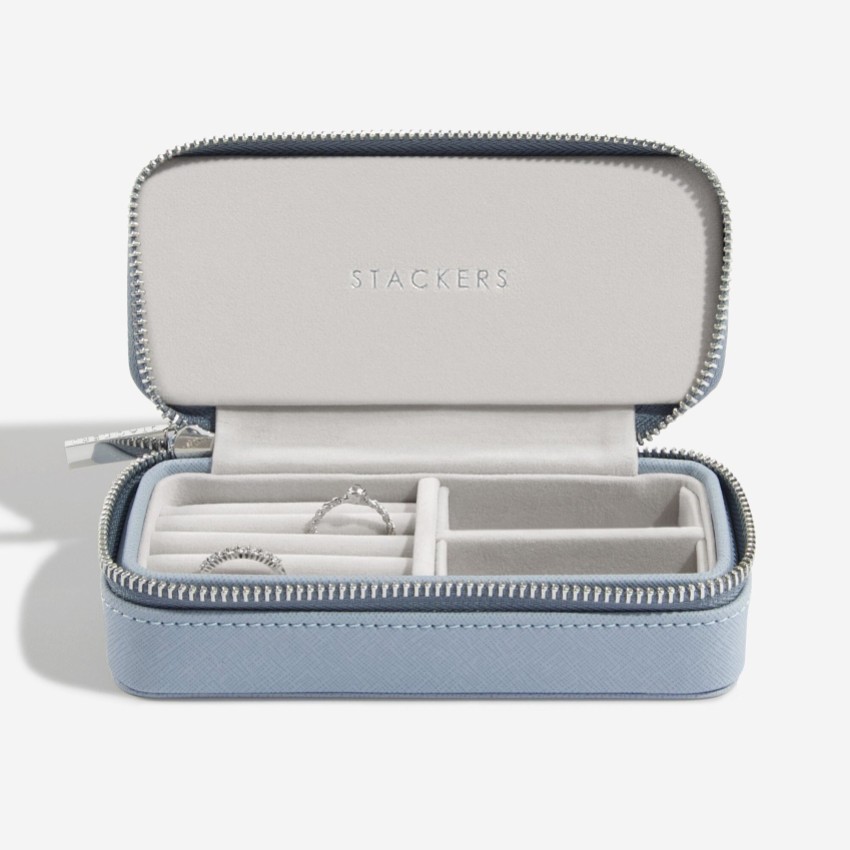 Photograph: Stackers Dusky Blue Zipped Travel Jewelry Box