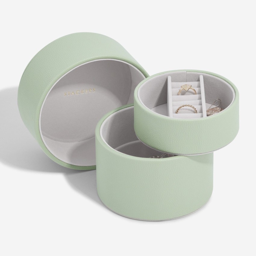Photograph: Stackers Sage Green Bedside Table Jewellery Box Pod