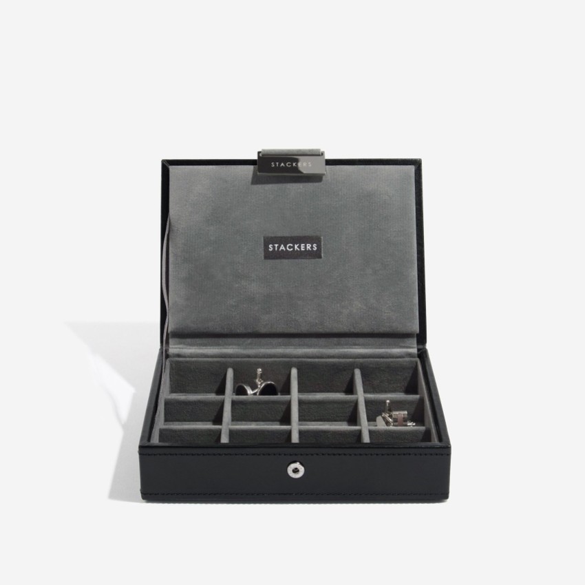 Photograph: Stackers Smooth Black Faux Leather Cufflink Box