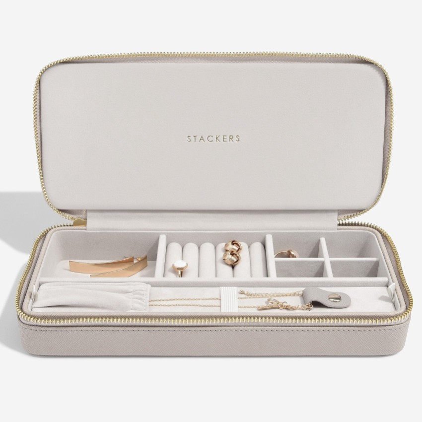 Photograph: Stackers Taupe Sleek Necklace Zipped Travel Jewelry Box