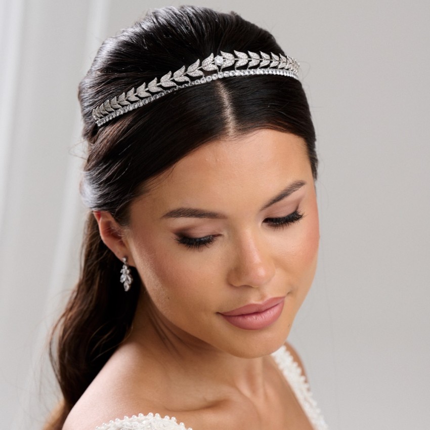 Fotografia: Tiara da sposa Athena con foglie di cristallo