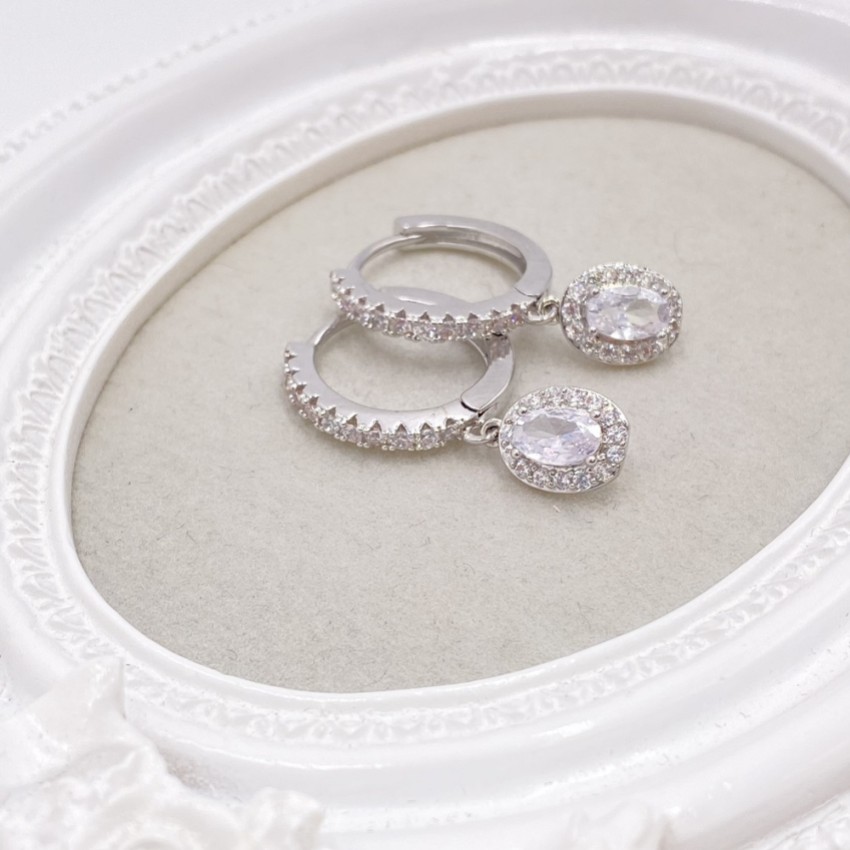 Photograph: Tobago Silver Crystal Embellished Huggie Hoop Earrings