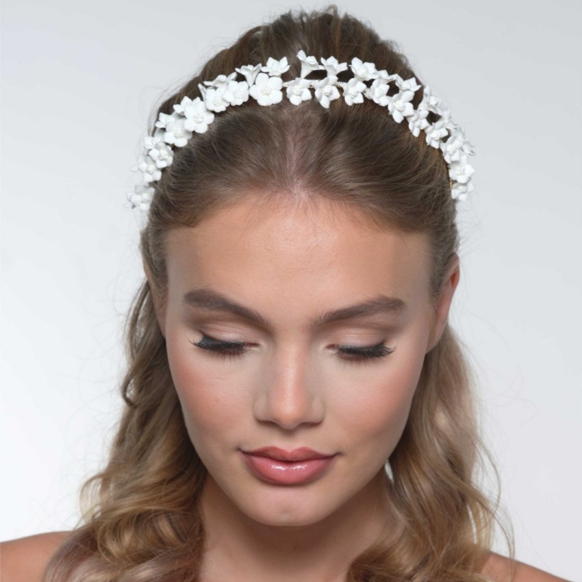 Photograph: Violet Ivory Porcelain Flower Headband