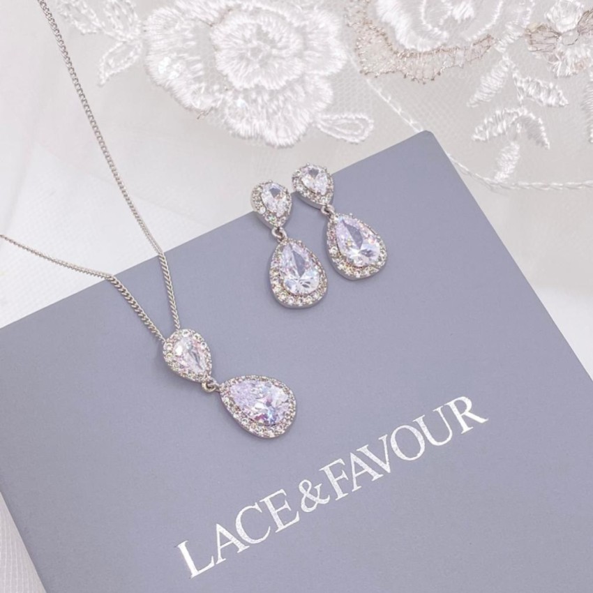 Photograph: Zara Argent Teardrop Crystal Wedding Jewellery Set